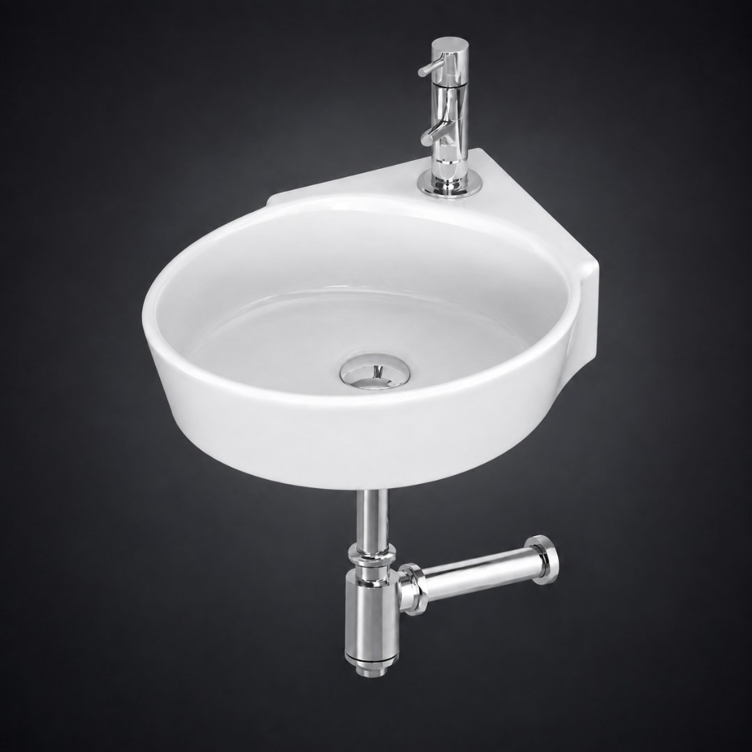 OVAL CORNER Wall Hung Basin Wash Basin - My Home Studio